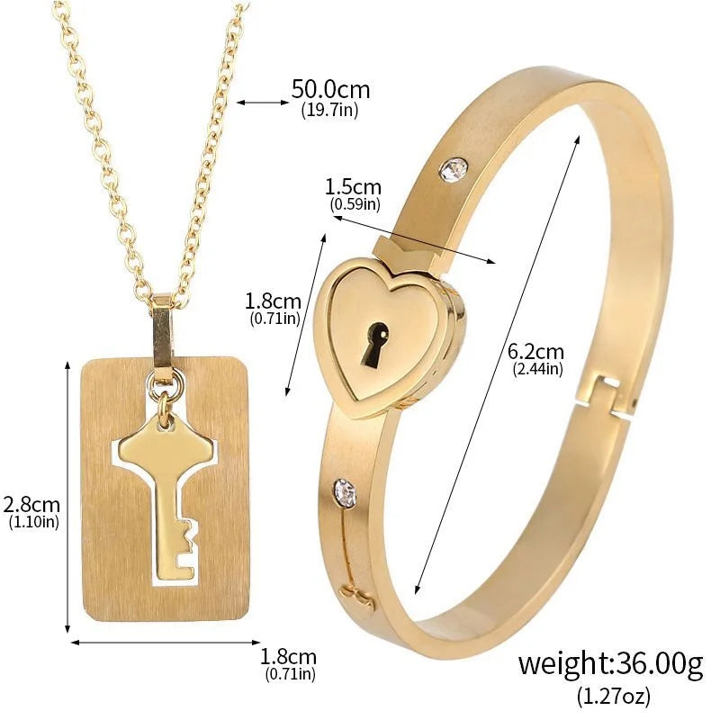 Valentine's Day Stainless Steel Bracelet Love Lock Bracelet Can Be Opened Key Pendant Necklace Men And Women Couple Jewelry Gift