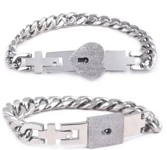 Valentine's Day Stainless Steel Bracelet Love Lock Bracelet Can Be Opened Key Pendant Necklace Men And Women Couple Jewelry Gift