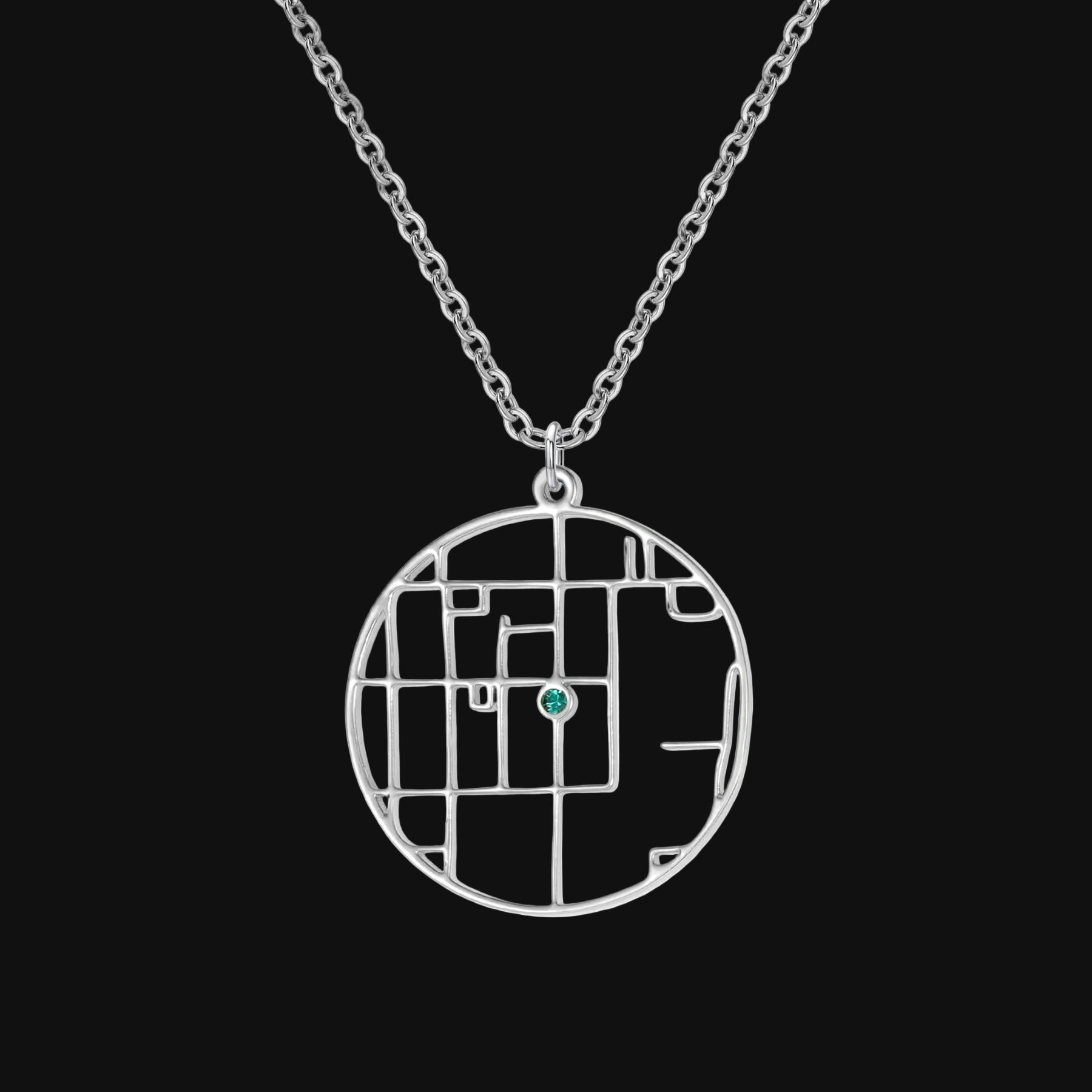 Custom First Met Map Necklace with GPS Coordinates & Birthstone Personalized Anniversary Gift for Couples Travel Lover Jewelry