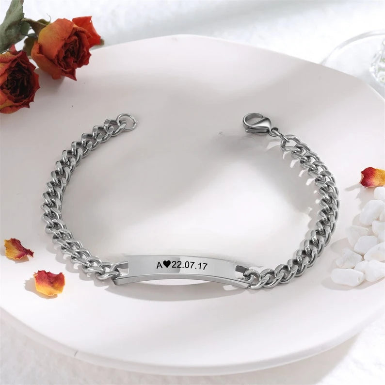 Personalized Stainless Steel Couple Name Bracelet Gift for Lover Girlfriend Boyfriend Friendship Custom Engrave Text Bracelets