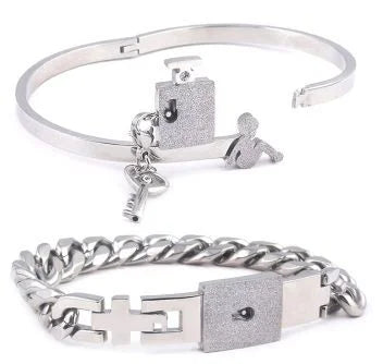 Valentine's Day Stainless Steel Bracelet Love Lock Bracelet Can Be Opened Key Pendant Necklace Men And Women Couple Jewelry Gift