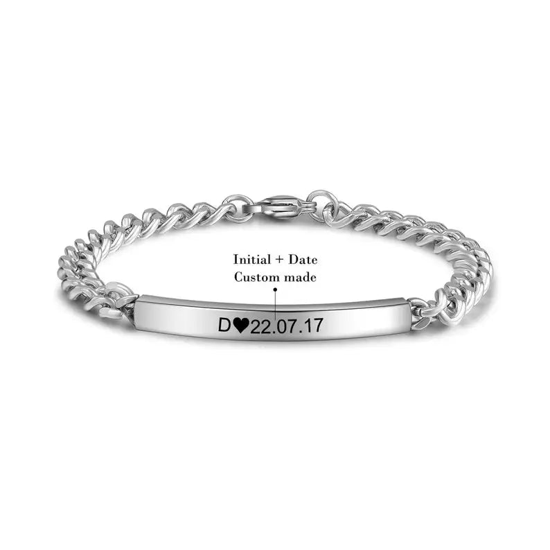 Personalized Stainless Steel Couple Name Bracelet Gift for Lover Girlfriend Boyfriend Friendship Custom Engrave Text Bracelets